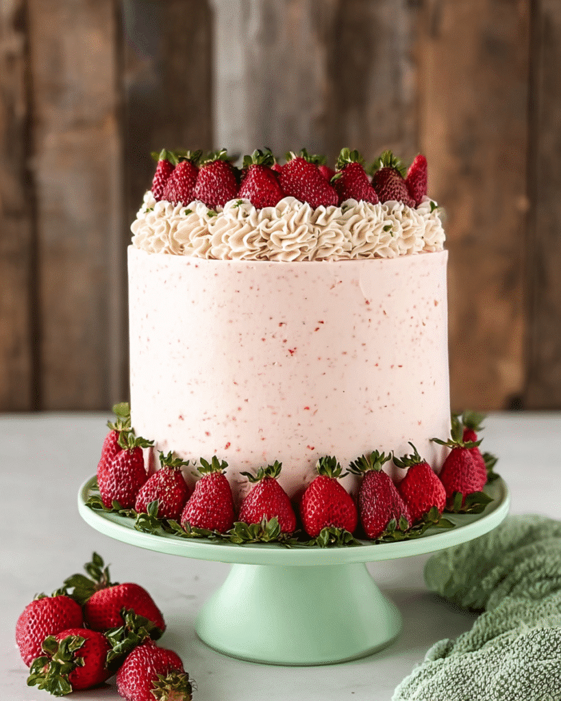 Best Strawberry Cake with Mascarpone Buttercream Ever Made!