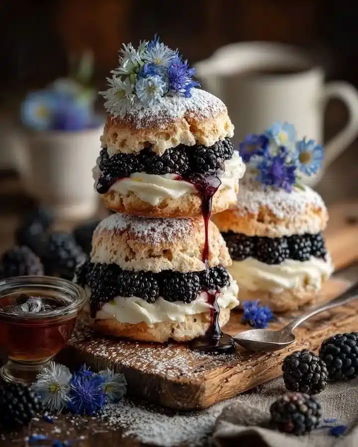Blackberry Earl Grey Cream Bombs with delicate cream and tea-infused flavors.