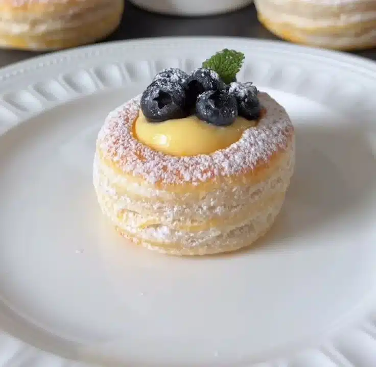 Blueberry Pastry Rings with Vanilla Cream Filling