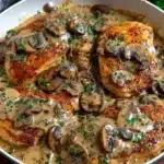 Chicken Mushroom Skillet in Creamy Asiago and Mustard Sauce