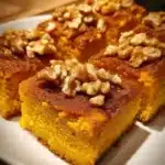 Delicious Cottage Cheese Pumpkin Cake Squares served on a plate