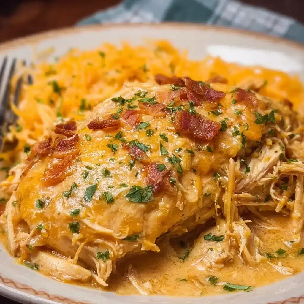 Delicious Easy Crock Pot Crack Chicken on a white plate garnished with green onions