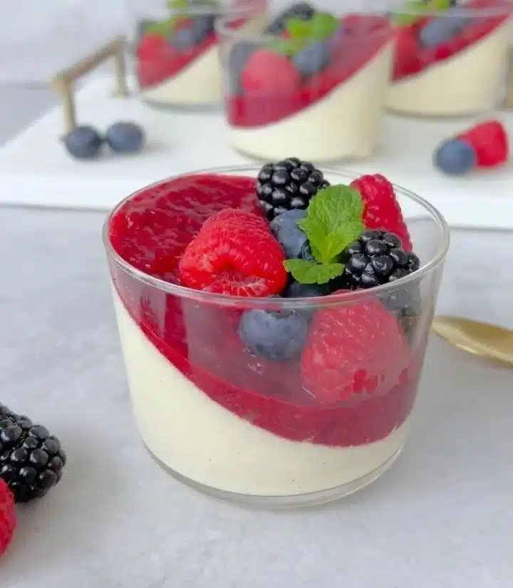 Elegant Vanilla Panna Cotta with Summer Berry Compote