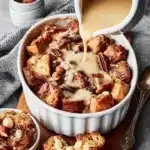 Espresso Orange Brioche Bread Pudding with Hazelnut Vanilla Sauce