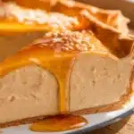 Golden Greek Honey Pie garnished with walnuts and drizzled with honey