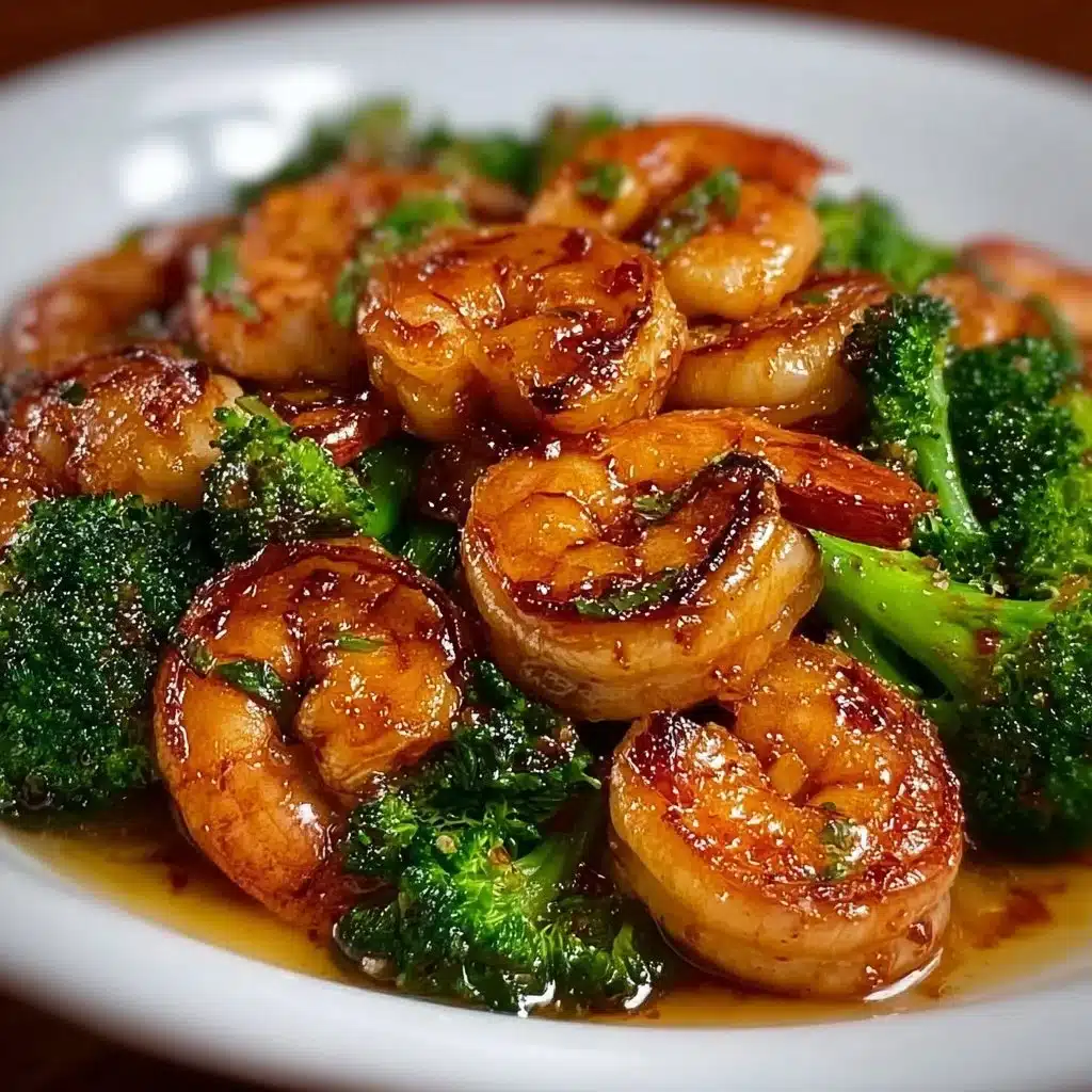 Delicious high-protein honey garlic shrimp served on a plate with vegetables.