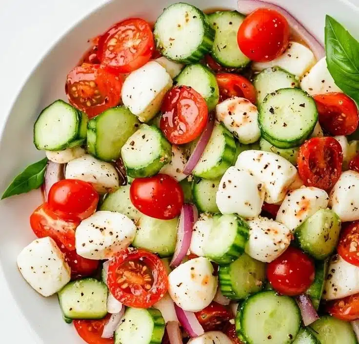 Juicy Cucumber Caprese Salad
