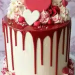 Delicious Valentine's Day Cake decorated with hearts and roses