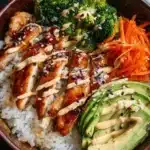 Delicious 30-minute teriyaki chicken bowl ready to serve