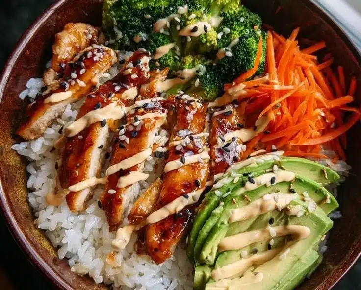 Delicious 30-minute teriyaki chicken bowl ready to serve