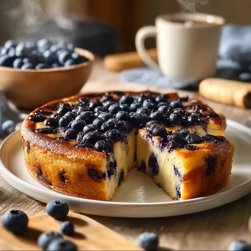 Blueberry cottage cheese breakfast bake served in a dish