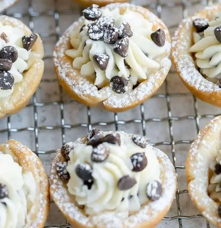 Deliciously filled cannoli bites ready to be enjoyed as a dessert treat.