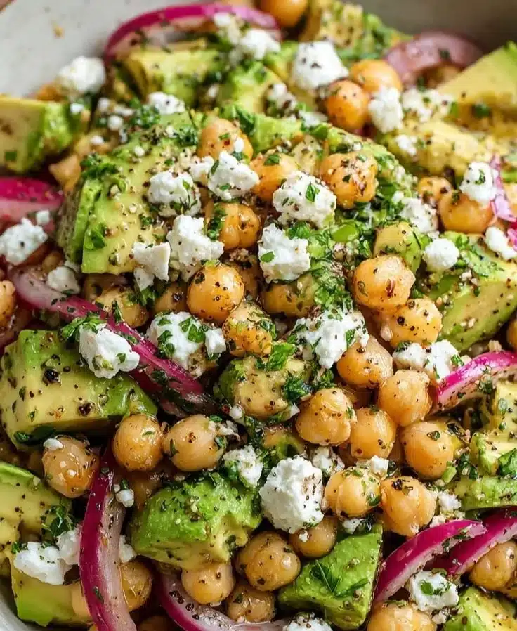 Chickpea Feta Avocado Salad
