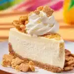 Delicious homemade Cinnamon Toast Crunch Cheesecake topped with crunchy cereal.