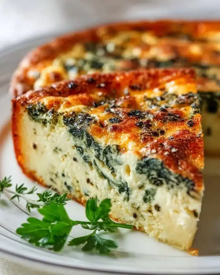 Creamy Cottage Cheese Spinach Crustless Quiche