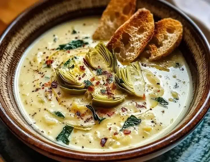 Creamy Lemony Tuscan Artichoke Soup
