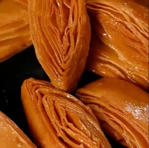 Delicious crispy layered pastry showcasing its flaky, golden layers