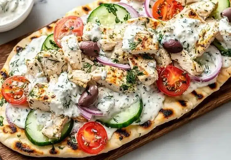 Greek Chicken Flatbread