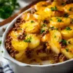 Delicious Hobo Casserole served in a rustic dish with vegetables and meat