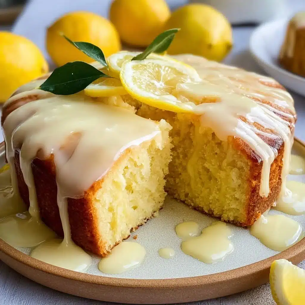 Irresistibly sweet and moist gâteau au citron elegantly presented on a dessert table