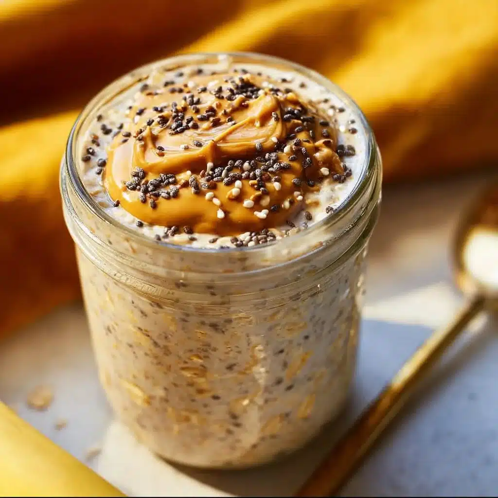 Bowl of protein coffee overnight oats topped with fresh fruits and nuts