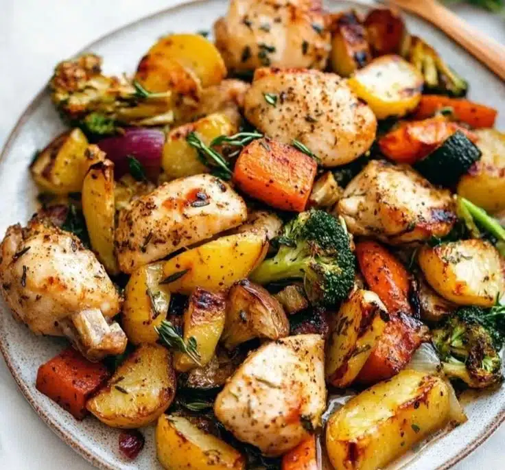 Sheet pan lemon herb chicken with roasted vegetables