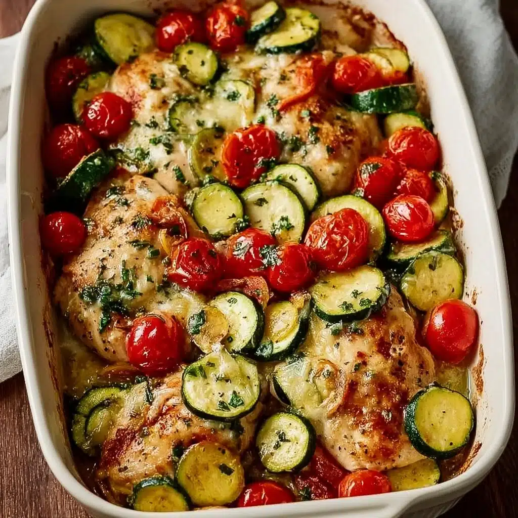 Sheet Pan Mediterranean Chicken with Zucchini dish ready to serve