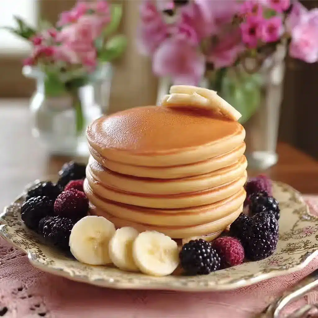 Plate of warm pancakes showcasing a soft and fluffy texture with syrup.