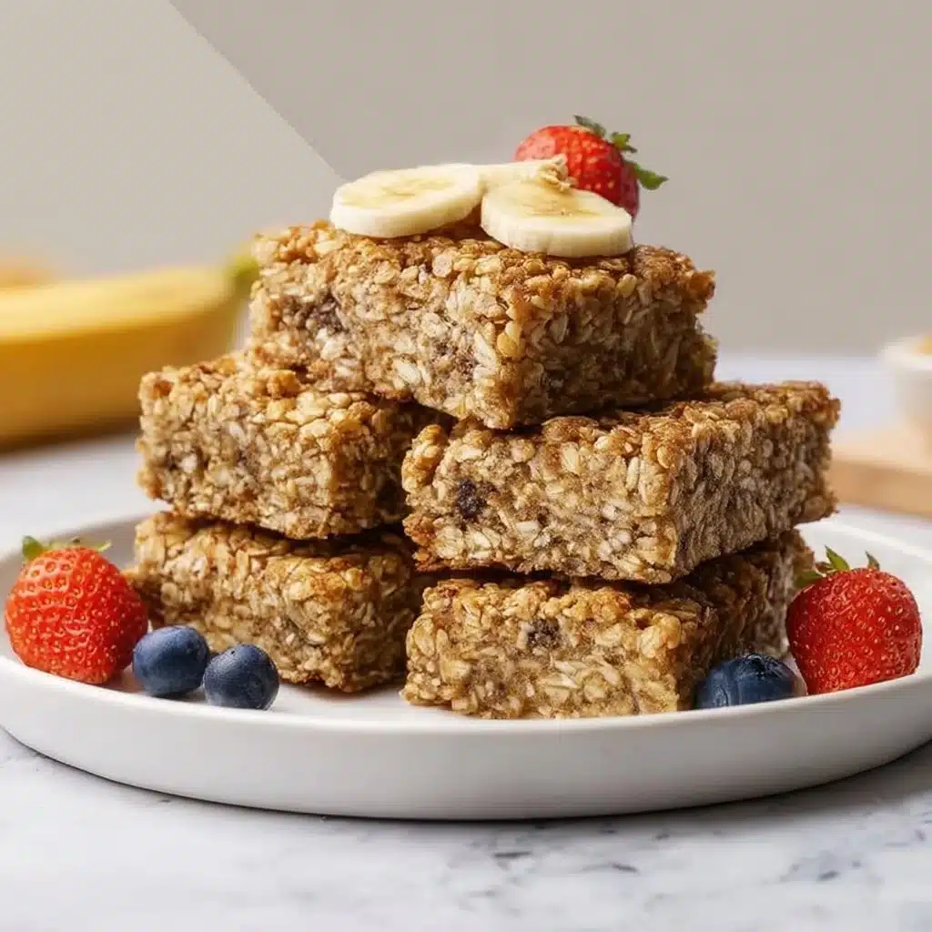 Delicious and healthy homemade Banana Oatmeal Bars ready to enjoy.