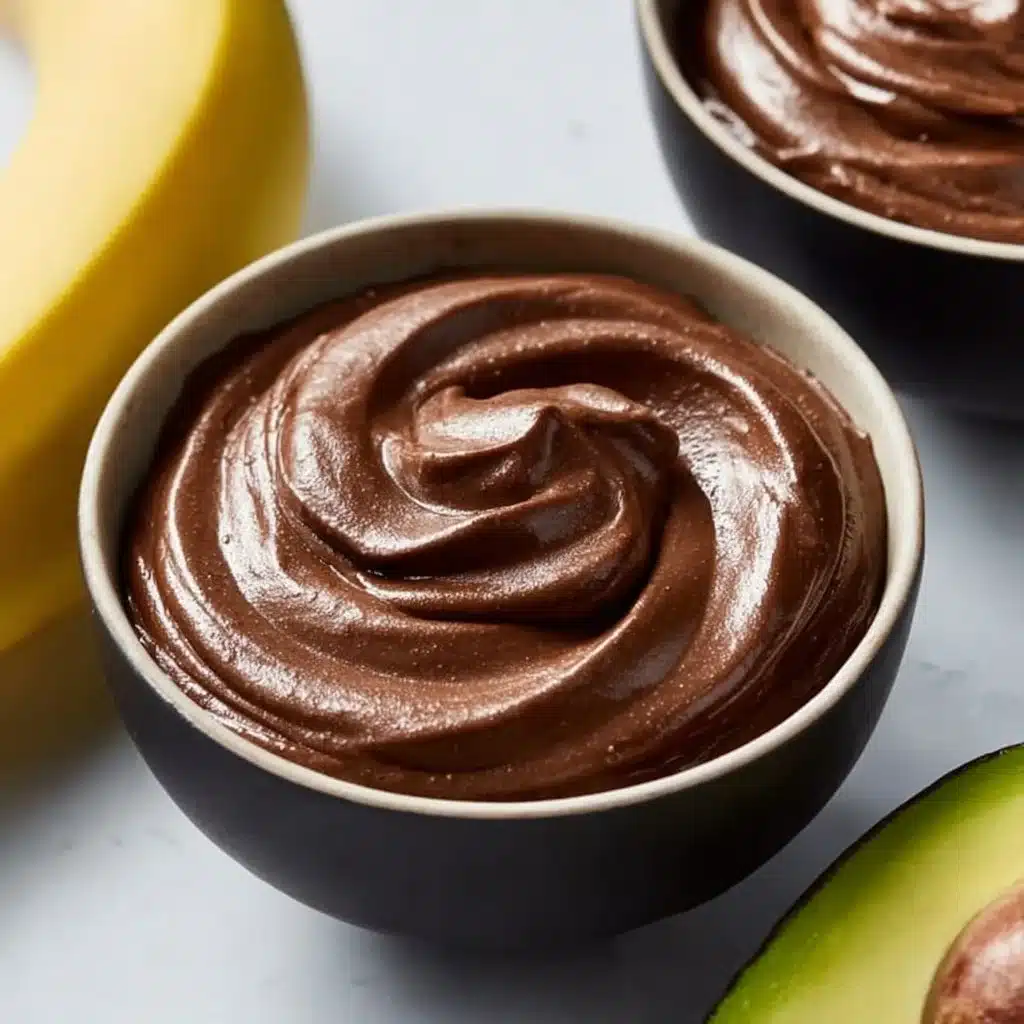 Delicious chocolate mousse made with avocado and banana in a serving dish.