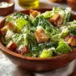 Classic Caesar salad with romaine lettuce, croutons, and creamy dressing