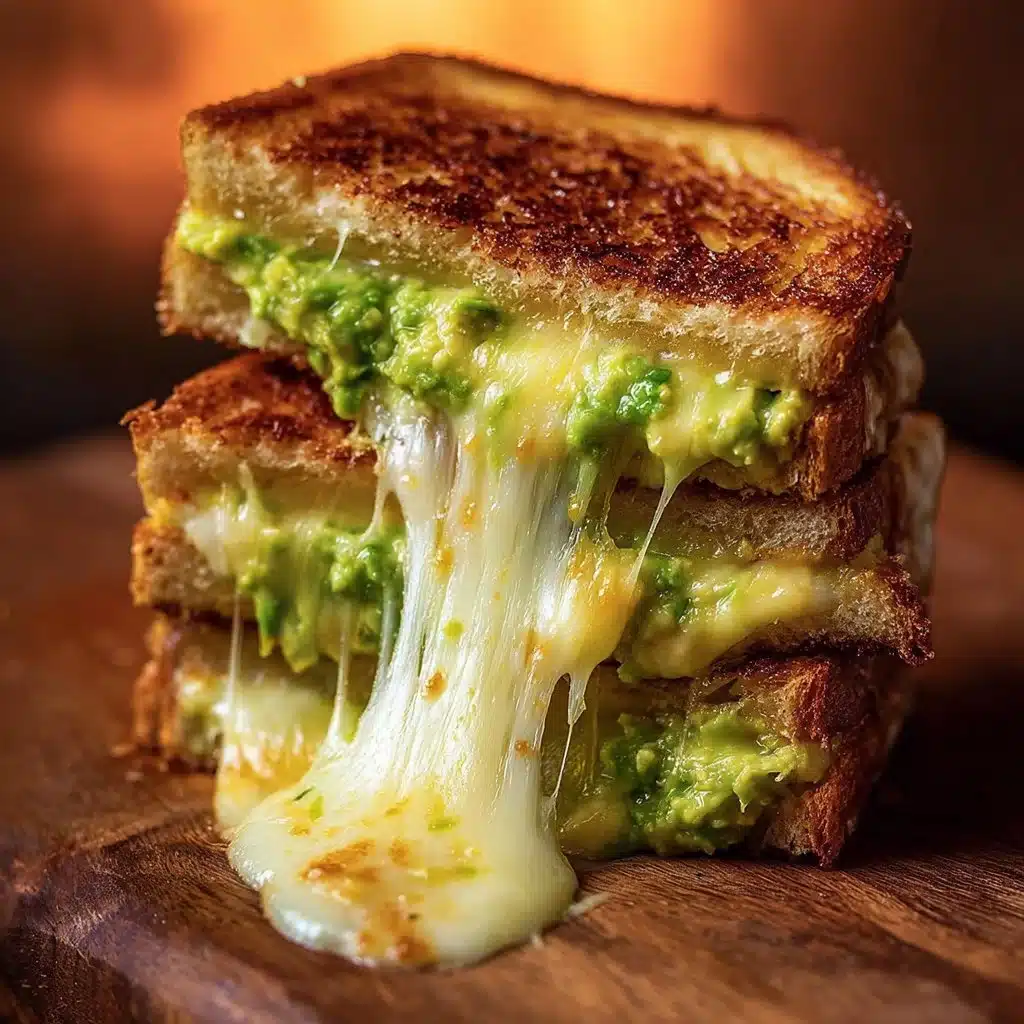 Creamy avocado grilled cheese sandwich with melted cheese and fresh avocado slices