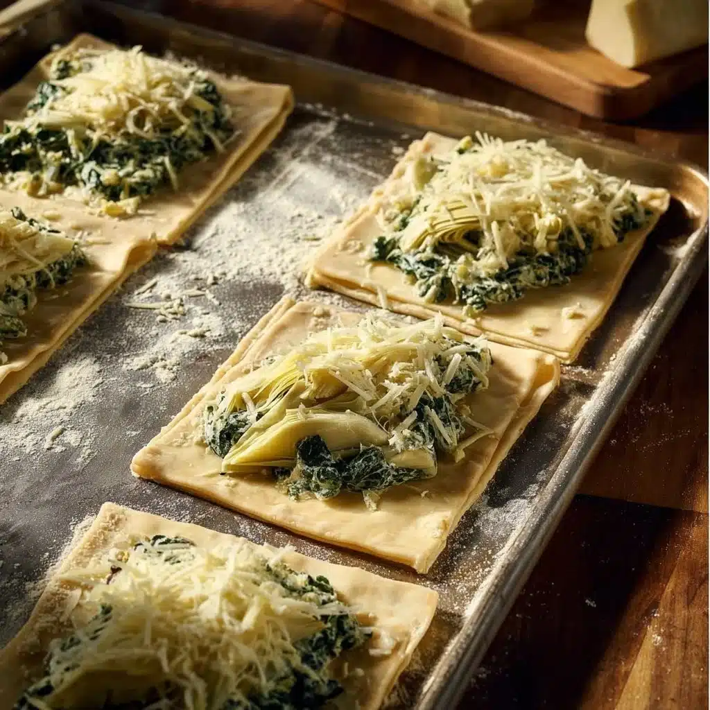 Easy spinach artichoke tart with flaky crust and creamy filling