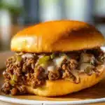 Gordon Ramsay's Philly Cheesesteak Sloppy Joes served with toppings