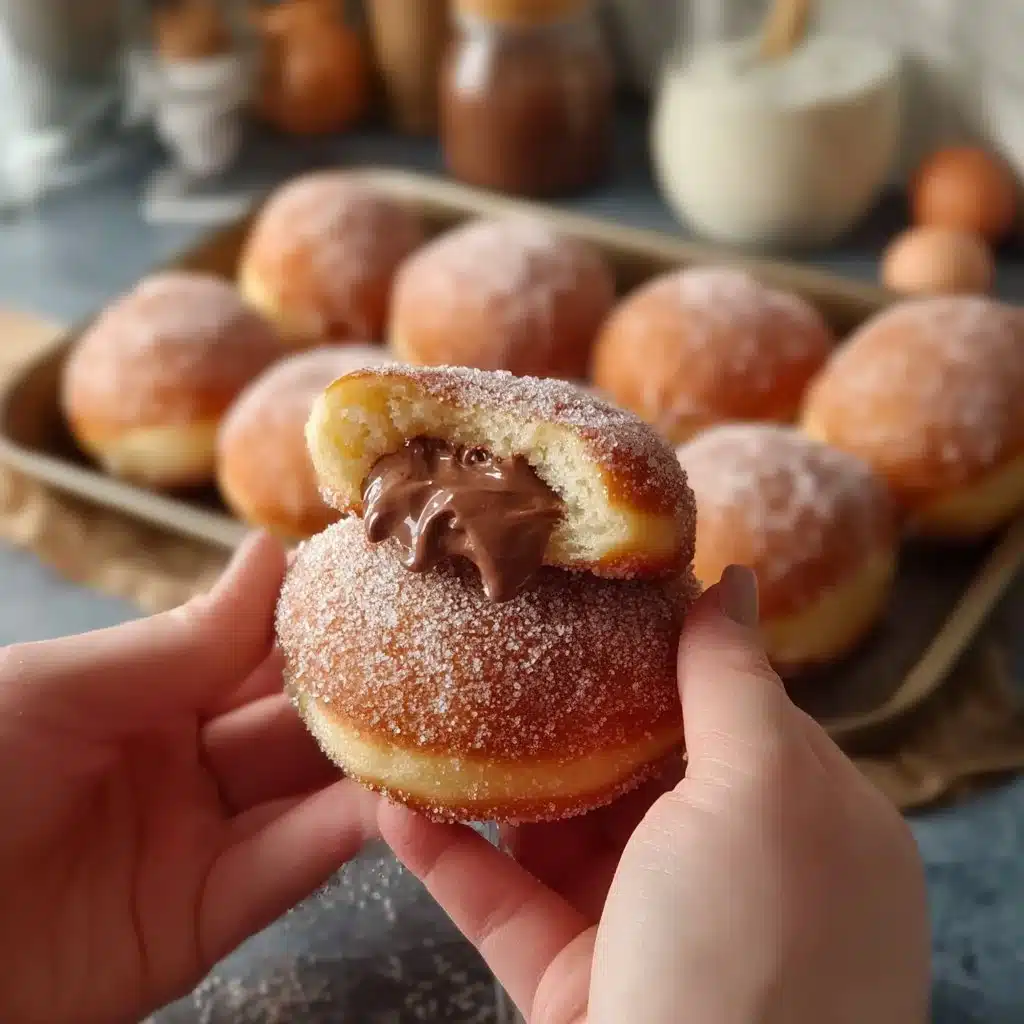 Delicious Hazelnut Cream Beignets topped with powdered sugar
