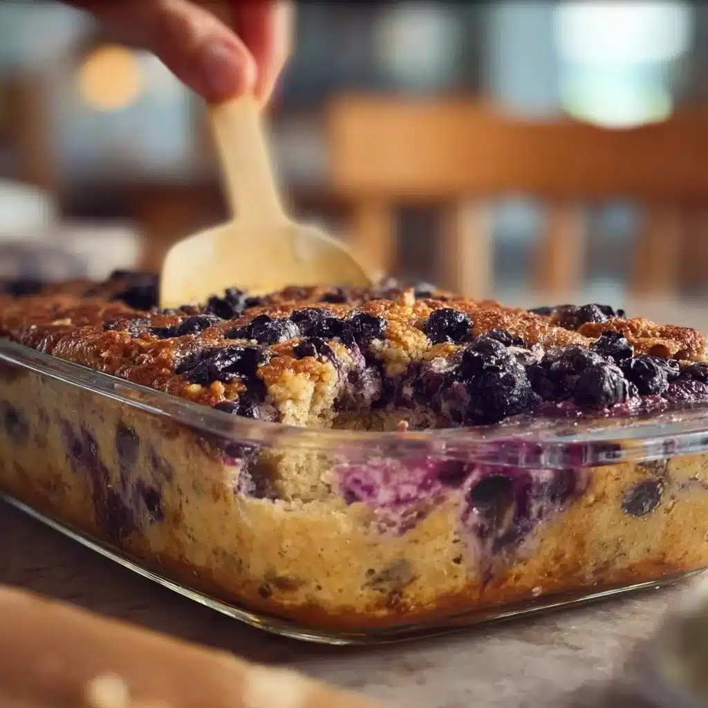 Lemon Blueberry Baked Oats served in a bowl with fresh blueberries and lemon slices