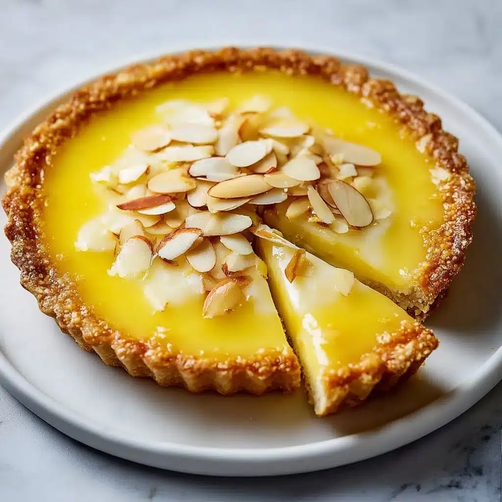 Lemon Mascarpone Tart with a flaky crust and fresh lemon slices