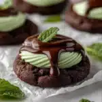 Freshly baked mint brownie cookies with chocolate and mint flavor