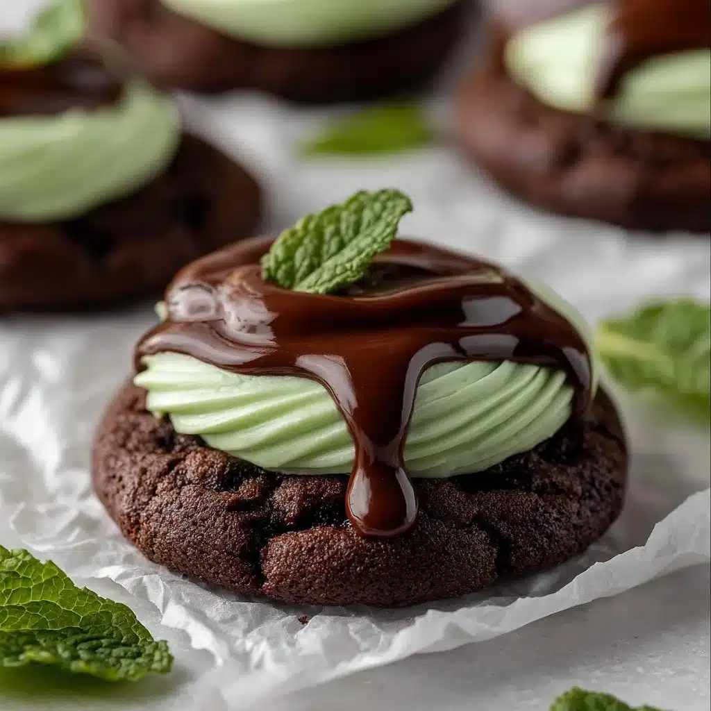 Freshly baked mint brownie cookies with chocolate and mint flavor
