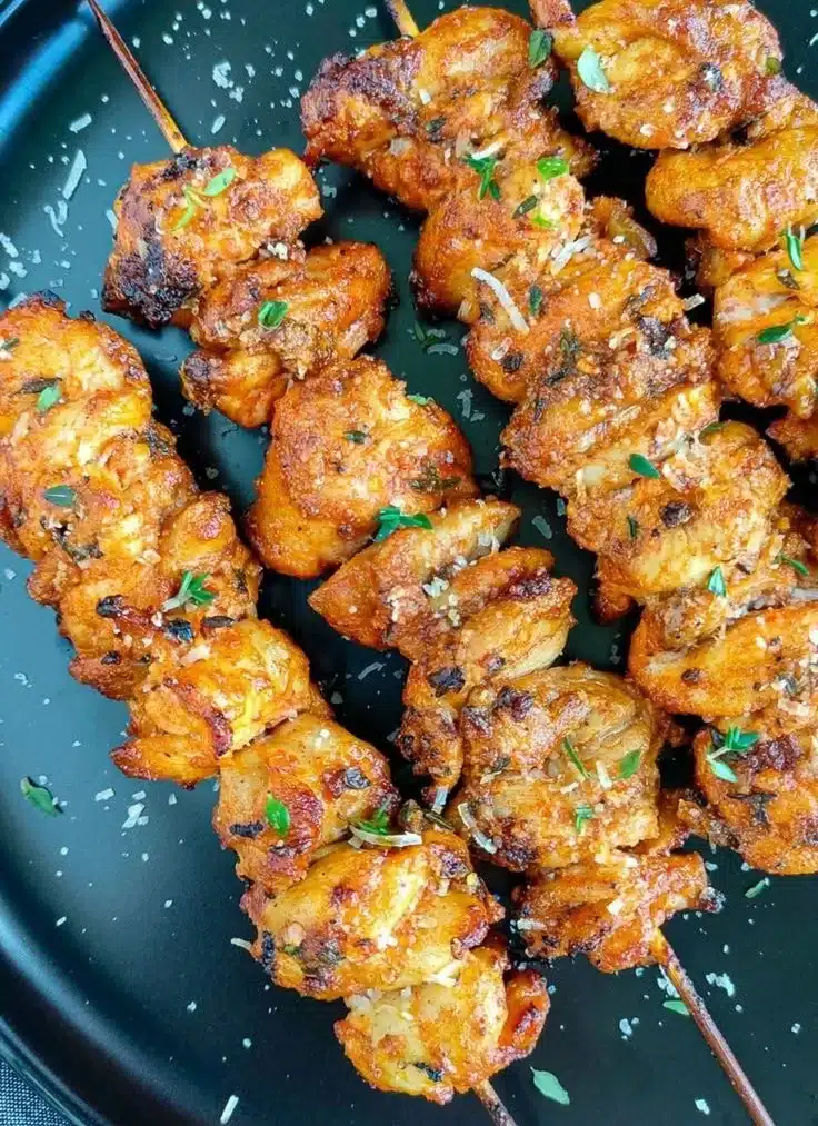 Oven-Baked Garlic Parmesan Chicken Skewers