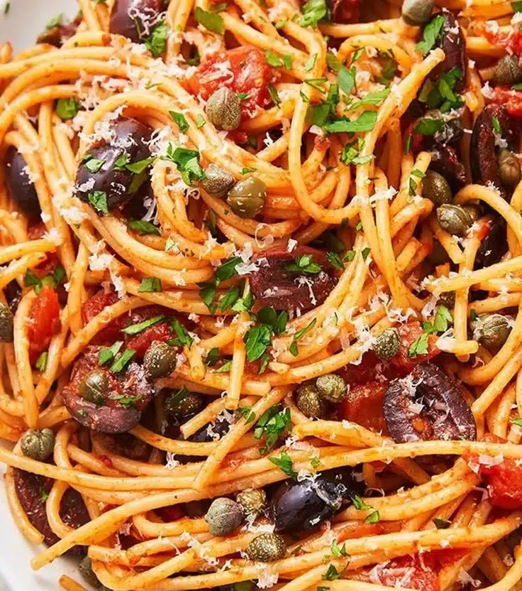 Pasta Puttanesca translates to "Prostitute's Pasta" in English.