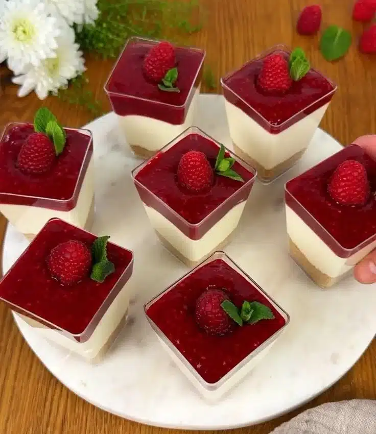 Raspberry Cheesecake in a Glass | Summer Dessert | Quick Dessert | Party Buffet | Mascarpone Cream