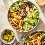 Deliciously crafted burger bowls with fresh ingredients and vibrant toppings.