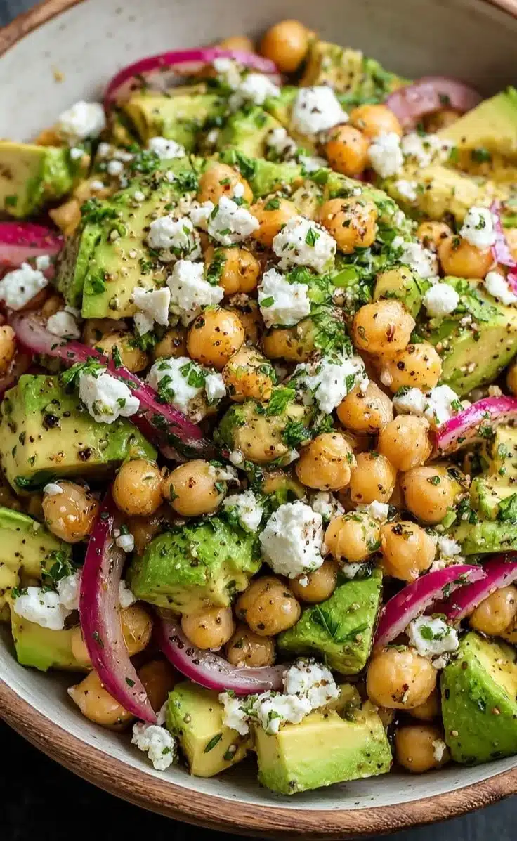 Chickpea Feta Avocado Salad