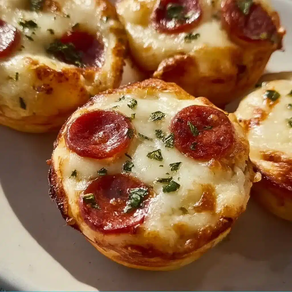 Delicious Garlic Butter Pizza Cupcakes topped with herbs and cheese