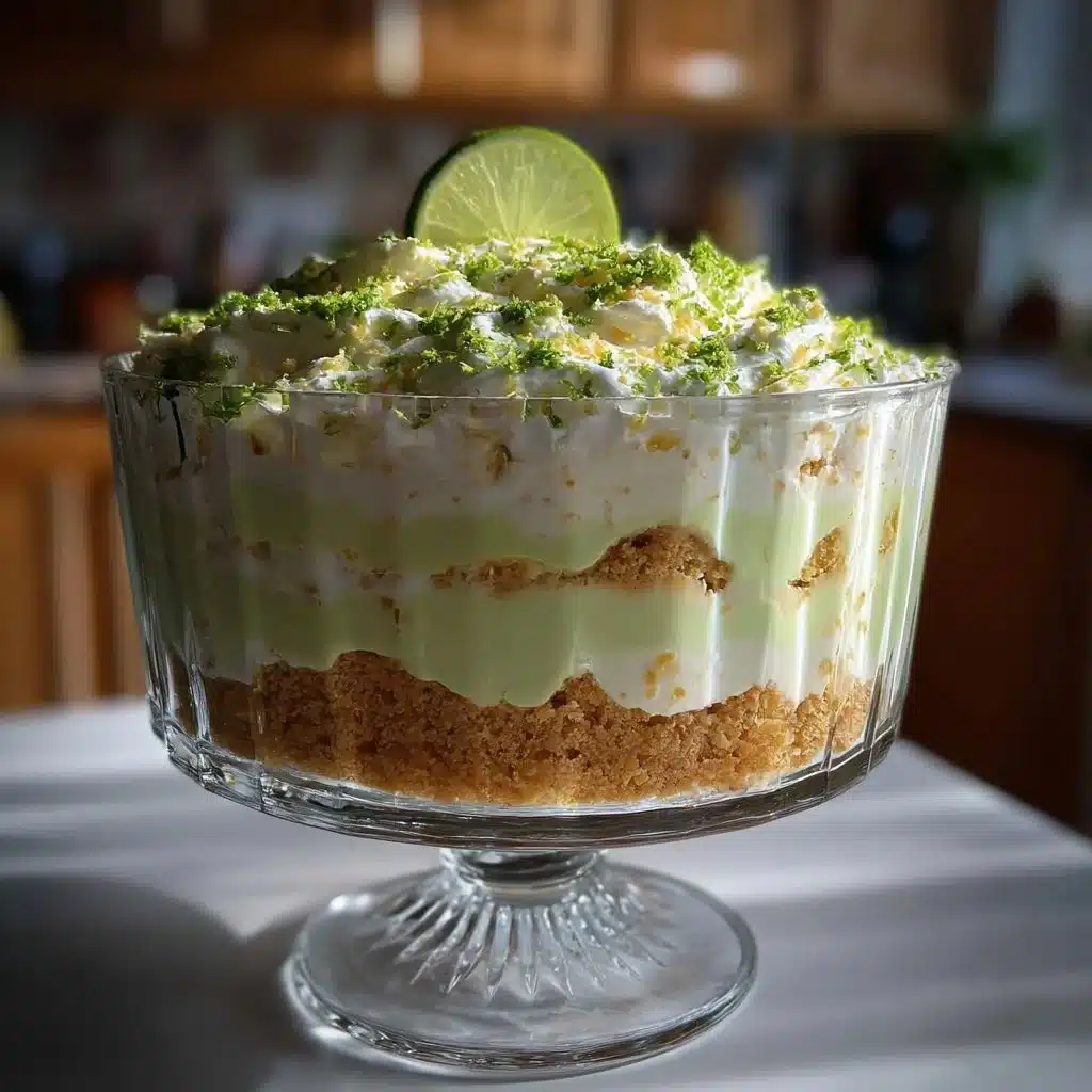 Delicious Key Lime Pie Trifle layered with creamy lime filling and whipped cream
