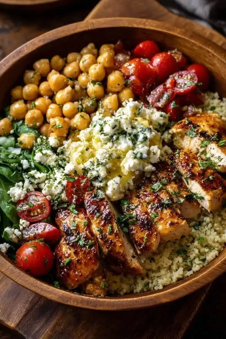 Lemon-Herb Chicken Bowl with Chickpeas & Feta