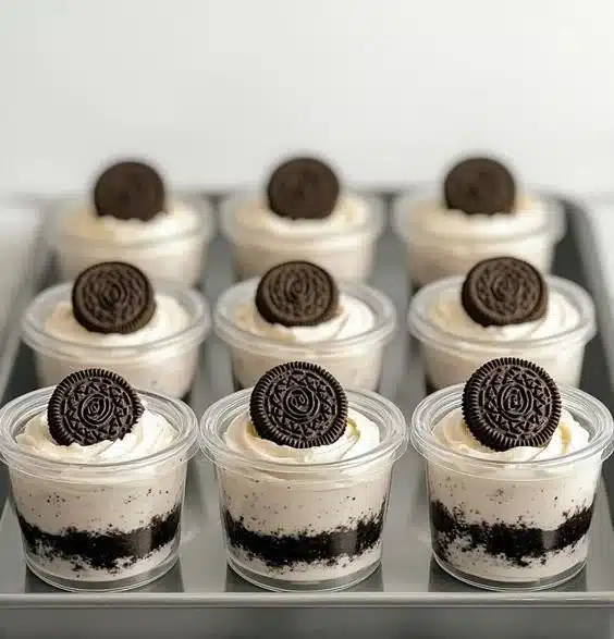 Mini Oreo Dessert Cups with Whipped Cream Cheese Filling