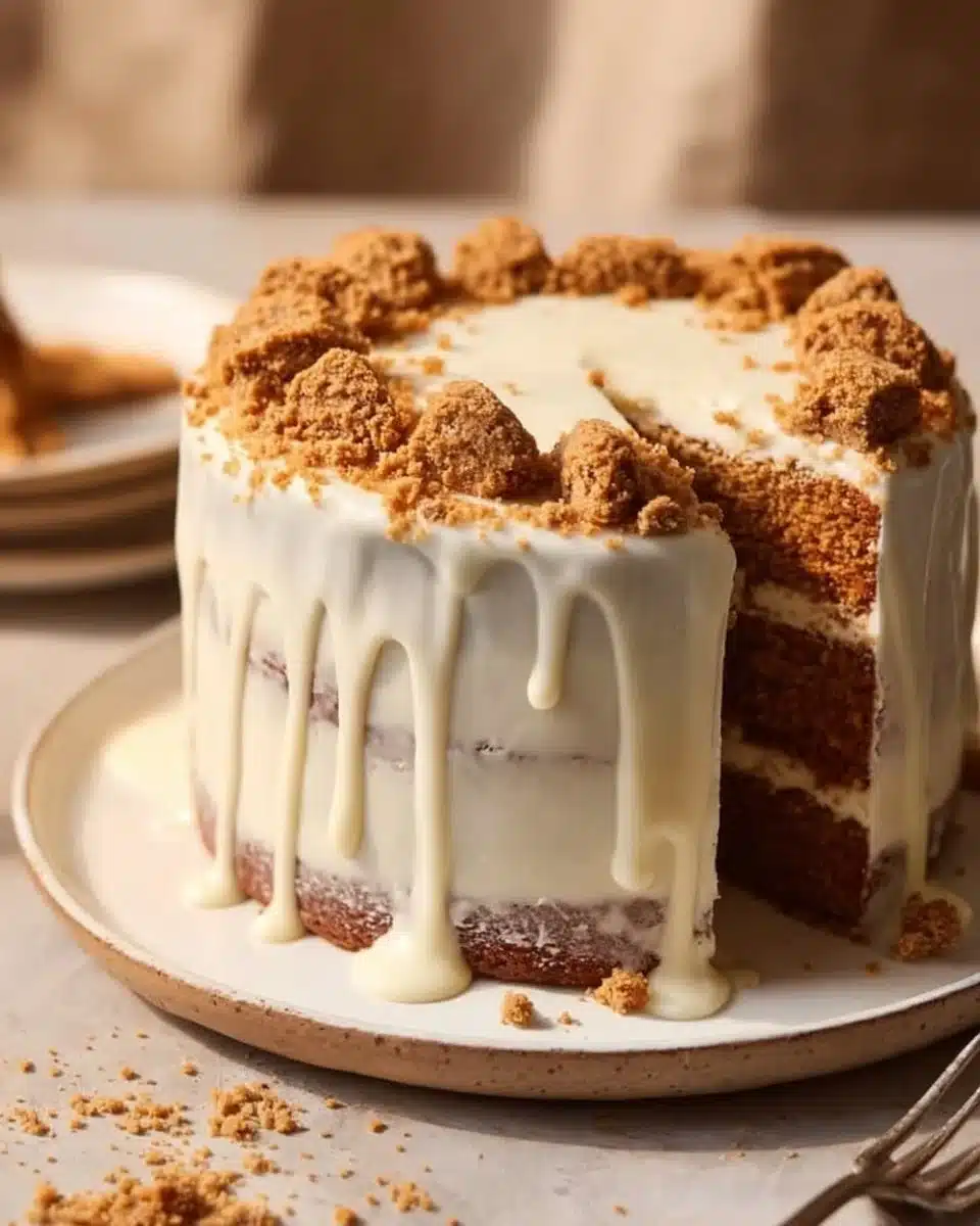 Oatmeal Cream Pie Cake with creamy filling and oatmeal cookies