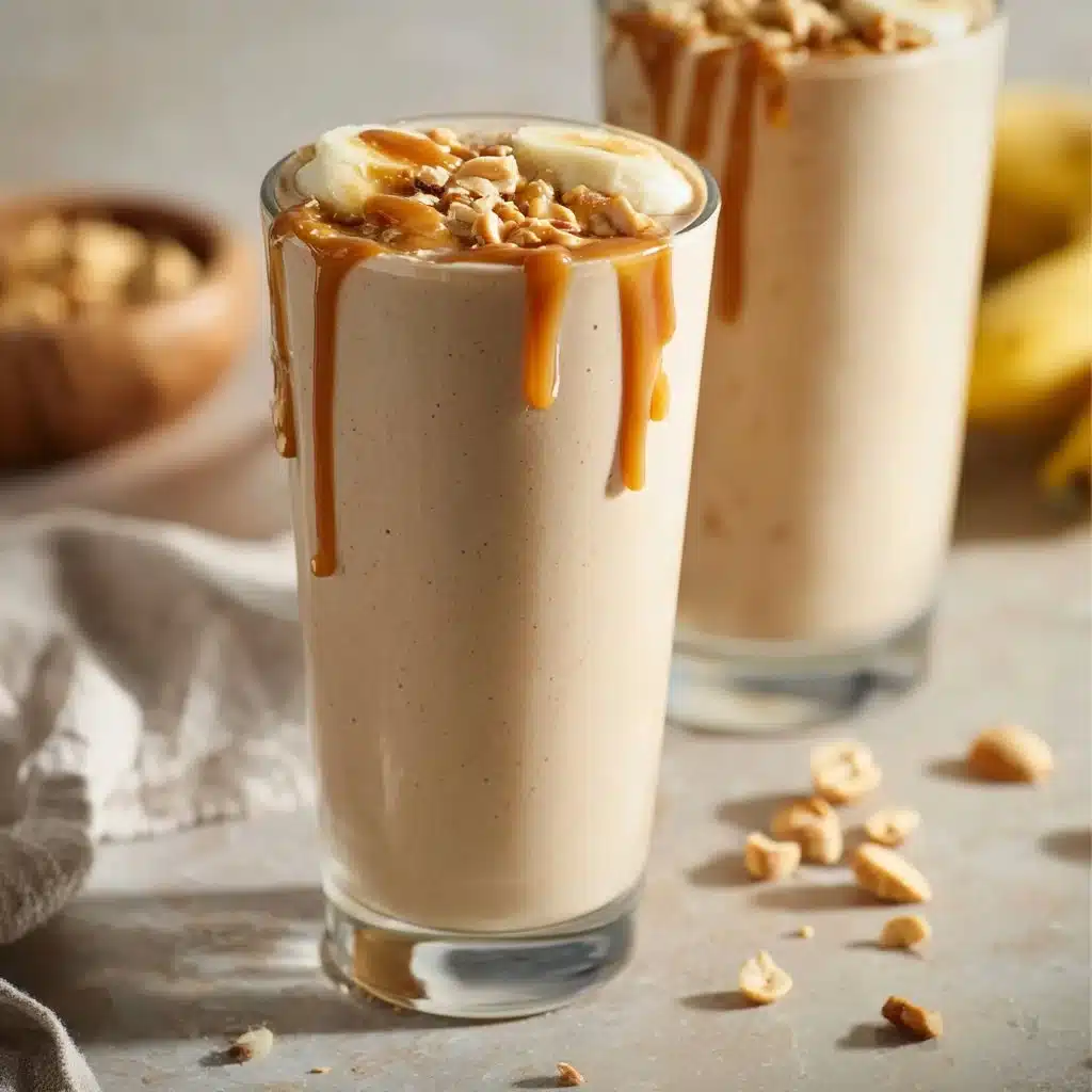 Delicious Peanut Butter Banana Smoothie in a glass with banana slices